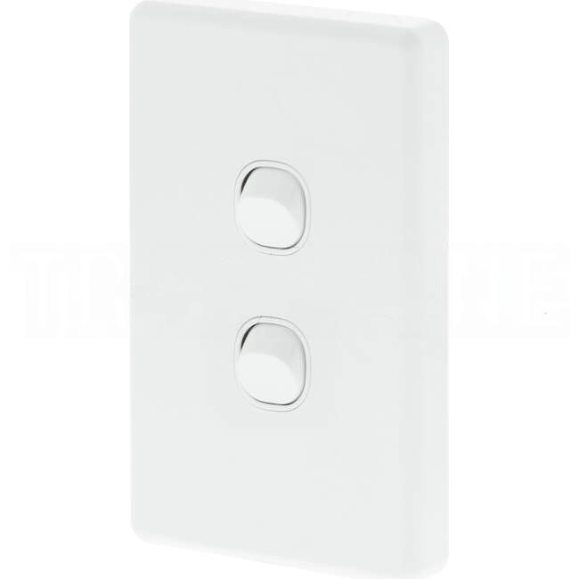 Clipsal 10 Amp 2 Gang CLASSIC C2000 Vertical Internal Waterproof IP66 Rocker Switch White