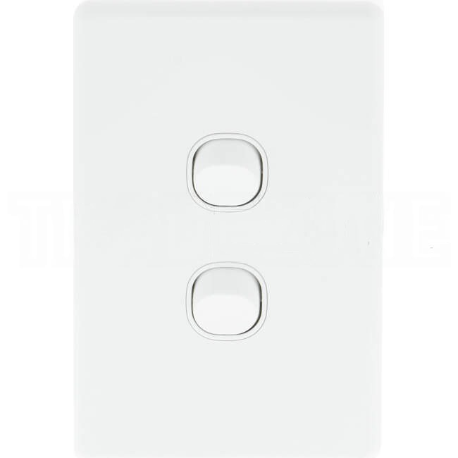 Clipsal 10 Amp CLASSIC C2000 2 Gang Vertical Internal Rocker Switch White