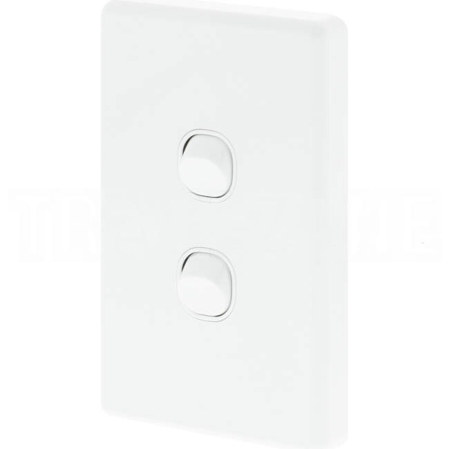 Clipsal 10 Amp CLASSIC C2000 2 Gang Vertical Internal Rocker Switch White