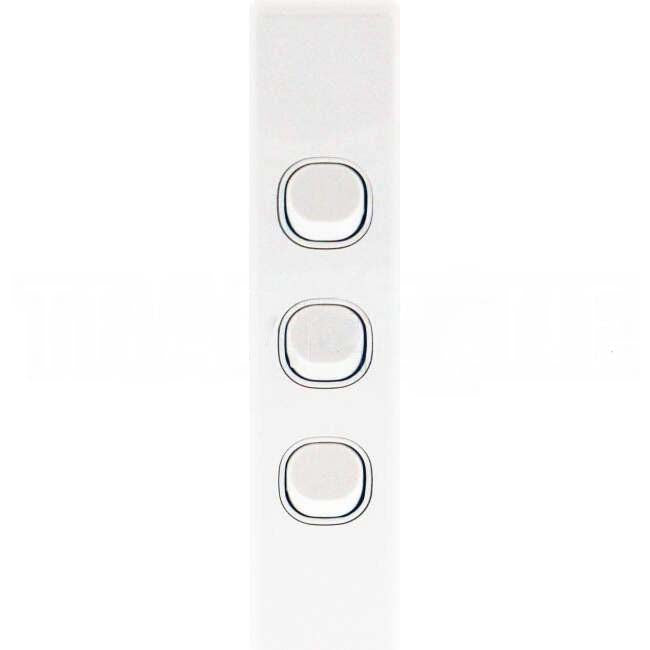 Clipsal 10 Amp CLASSIC C2000 3 Gang Vertical Internal Rocker Architrave Switch White