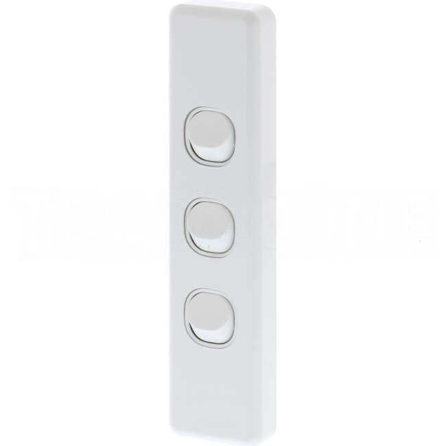 Clipsal 10 Amp CLASSIC C2000 3 Gang Vertical Internal Rocker Architrave Switch White