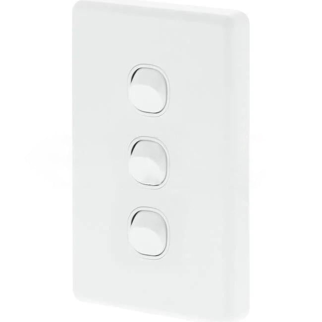 Clipsal 10 Amp CLASSIC C2000 3 Gang Vertical Internal Rocker Switch White