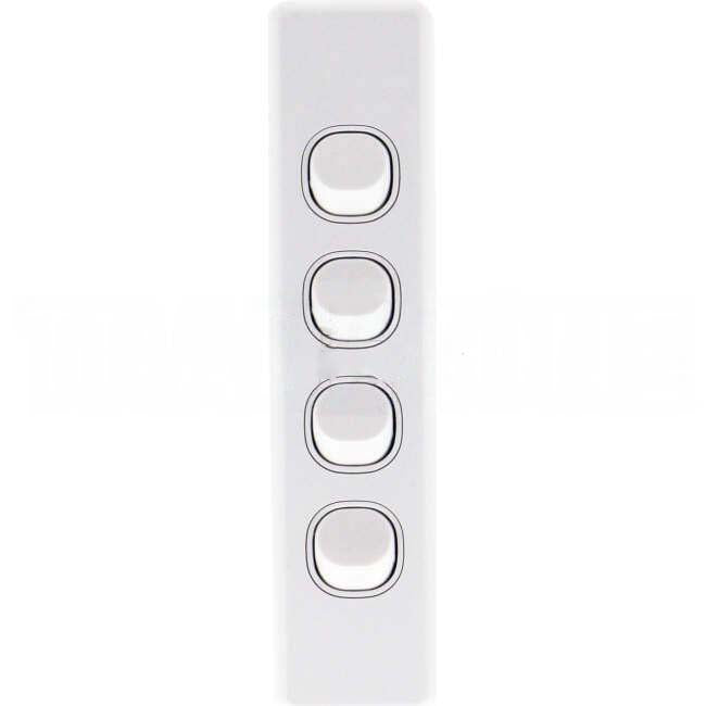 Clipsal 10 Amp CLASSIC C2000 4 Gang Vertical Internal Rocker Architrave Switch White