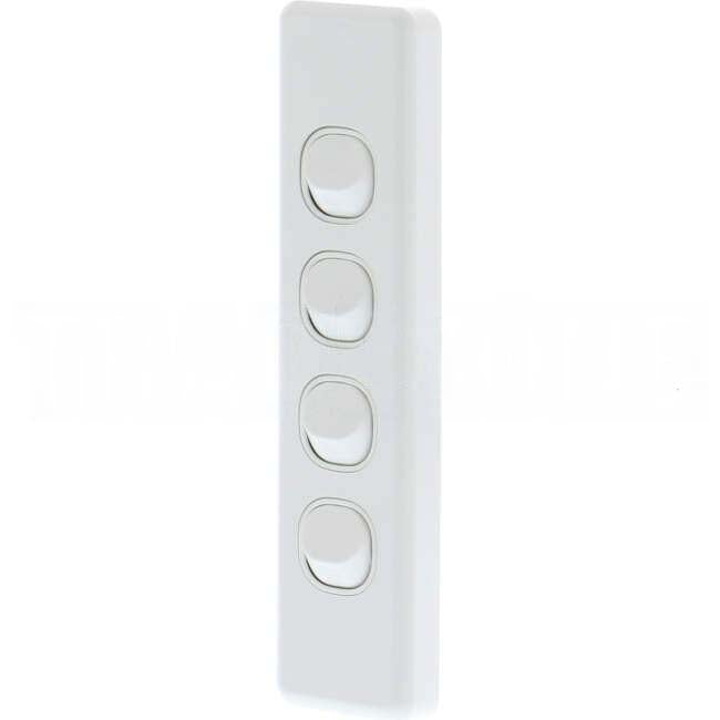 Clipsal 10 Amp CLASSIC C2000 4 Gang Vertical Internal Rocker Architrave Switch White