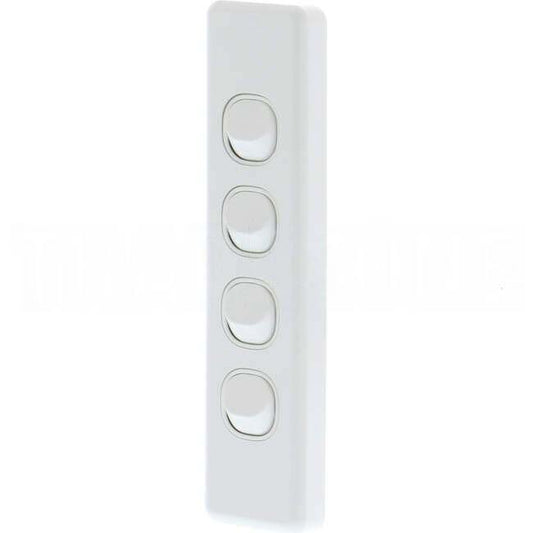 Clipsal 10 Amp CLASSIC C2000 4 Gang Vertical Internal Rocker Architrave Switch White