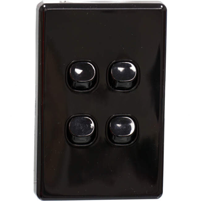 Clipsal 10 Amp CLASSIC C2000 4 Gang Vertical Internal Rocker Switch Black