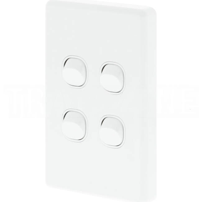 Clipsal 10 Amp CLASSIC C2000 4 Gang Vertical Internal Rocker Switch White