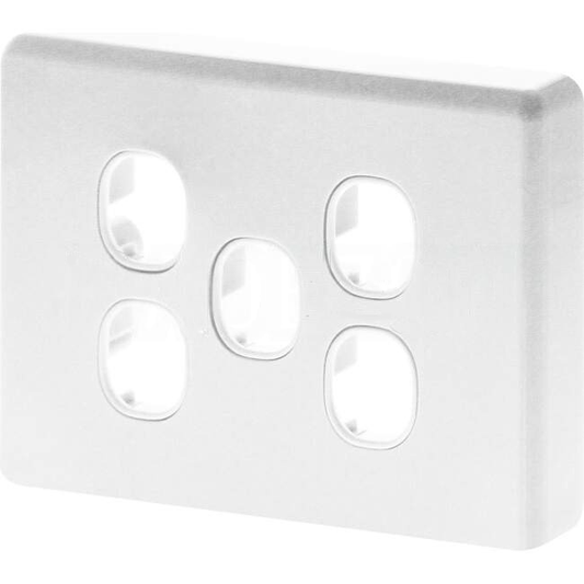 Clipsal 5 Gang CLASSIC C2000 Grid Plate & Surround Standard Cover White