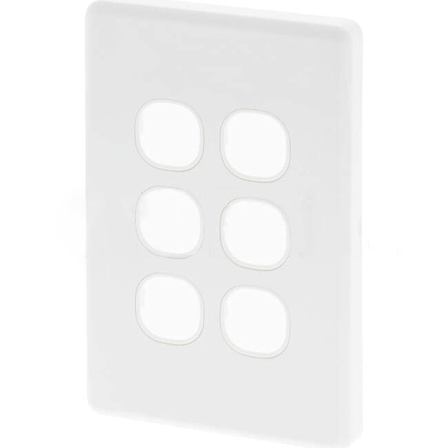 Clipsal 6 Gang CLASSIC C2000 Grid Plate & Surround Standard Cover White