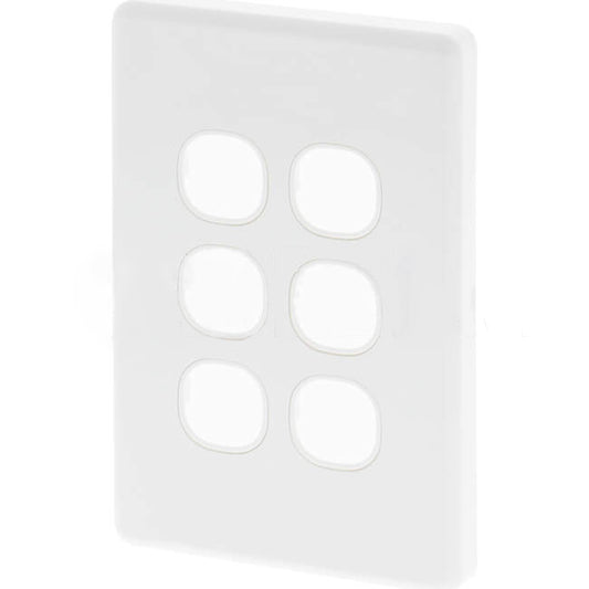 Clipsal 6 Gang CLASSIC C2000 Grid Plate & Surround Standard Cover White