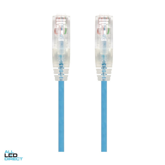ServerEdge 1m Blue Ultra Slim Cat6 Network Cable Patch Lead, UTP, 28AWG ALL LED Direct