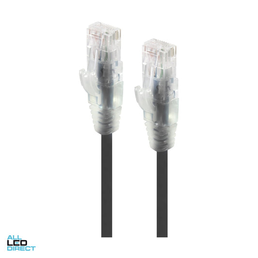 Serveredge 1.5m Black Ultra Slim Cat6 Network Cable Patch Lead, UTP, 28AWG ALL LED Direct