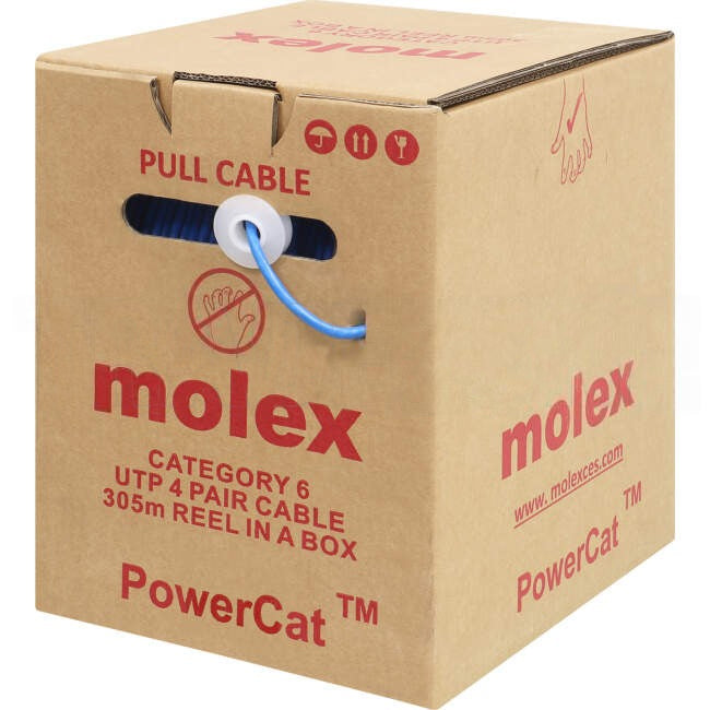 Molex POWERCAT 6 Cable 4 Pair U/UTP Solid Blue 305 Metre Dispenser Box