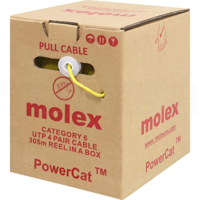 Molex POWERCAT 6 Cable 4 Pair U/UTP Solid Yellow 305 Metre Dispenser Box