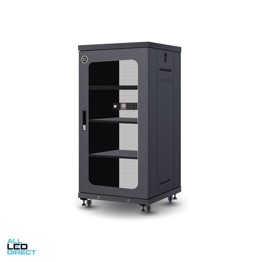 Serveredge 24RU 600mm x 600mm x 1263mm Fully Assembled Free Standing Server Cabinet ALL LED Direct