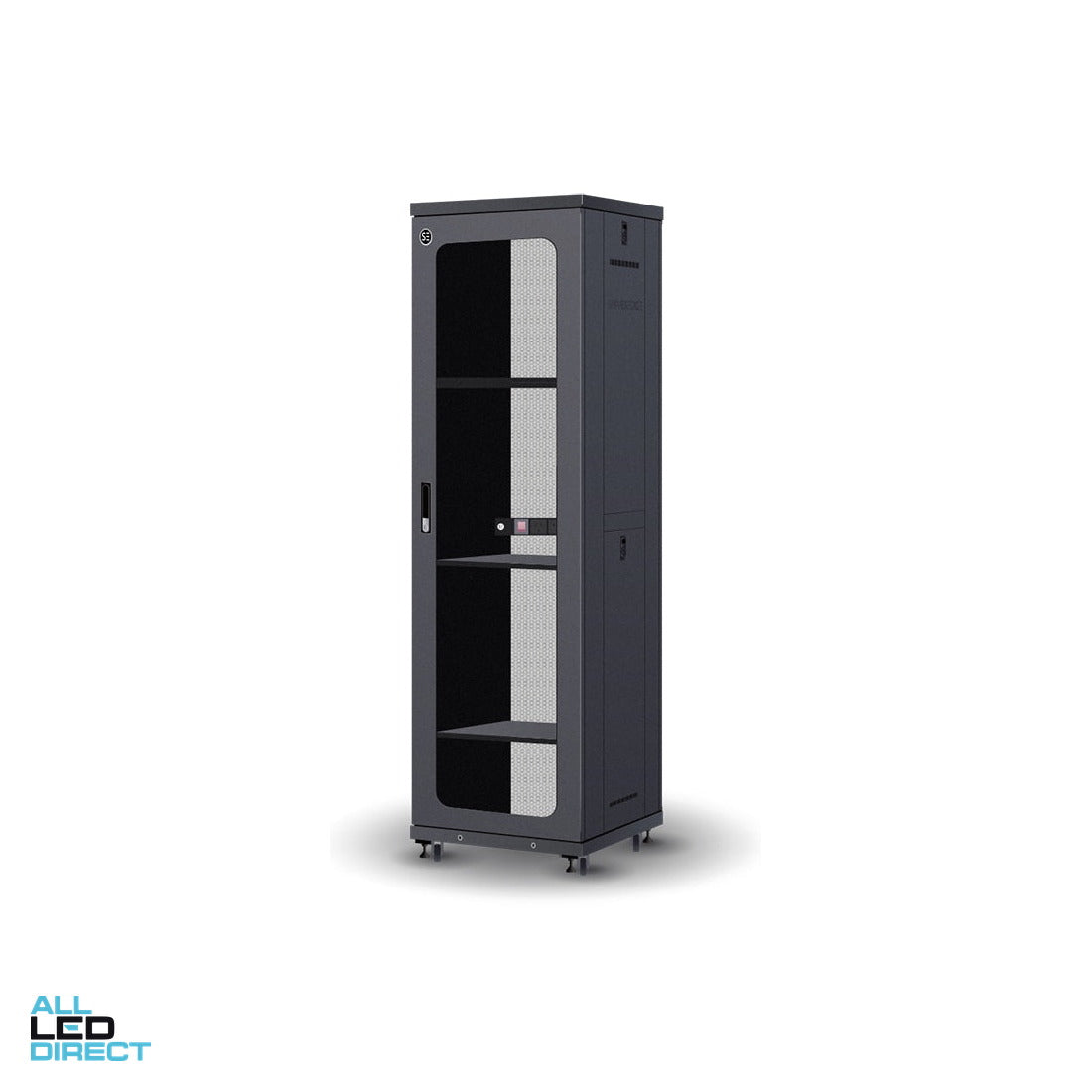 Serveredge 42RU 600mm Wide & 600mm Deep Fully Assembled Server Cabinet X1 SPEC recessed rails ALL LED Direct