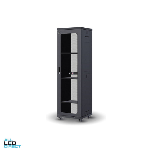 Serveredge 42RU 600mm Wide & 600mm Deep Fully Assembled Server Cabinet X1 SPEC recessed rails ALL LED Direct