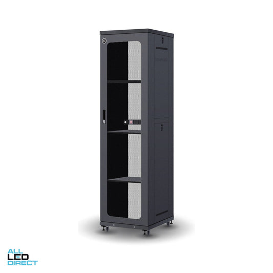 Serveredge 45RU 600mm x 800mm x 2192mm Fully Assembled Free Standing Server Cabinet ALL LED Direct