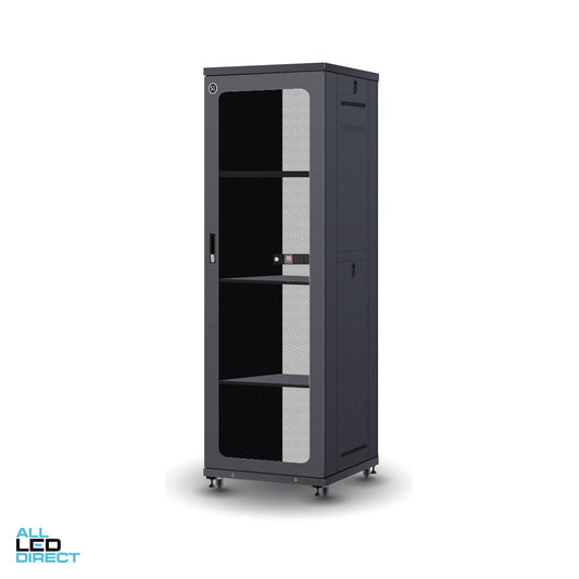 Serveredge 45RU 800mm x 800mm x 2188mm Fully Assembled Free Standing Server Cabinet- No PDU ALL LED Direct