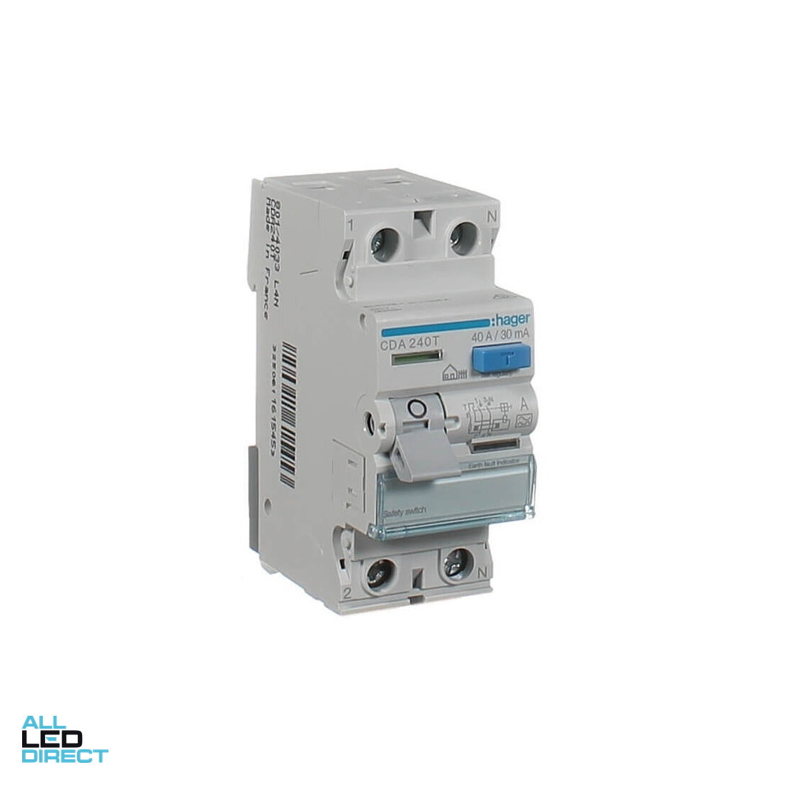 Hager 63 Amp Residual Current Circuit Breaker RCCB 2 Pole Type A 30mA ALL LED Direct