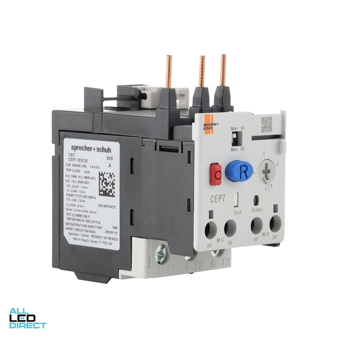 NHP 1 Amp - 5 Amp Electronic Overload Relay With Manual Reset ALL LED Direct