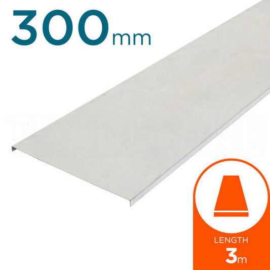 EZYSTRUT 300mm Flat Cable Tray Cover 3.0m Galvanised for ET3 And ET5 Cable Tray