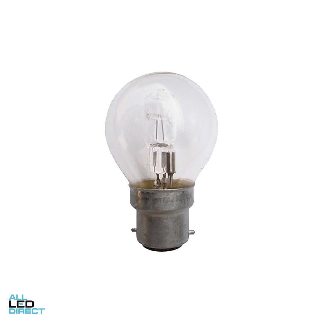 CLA 28 W Fancy Round Halogen Globe Clear With Small Bayonet Cap Connection ALL LED Direct
