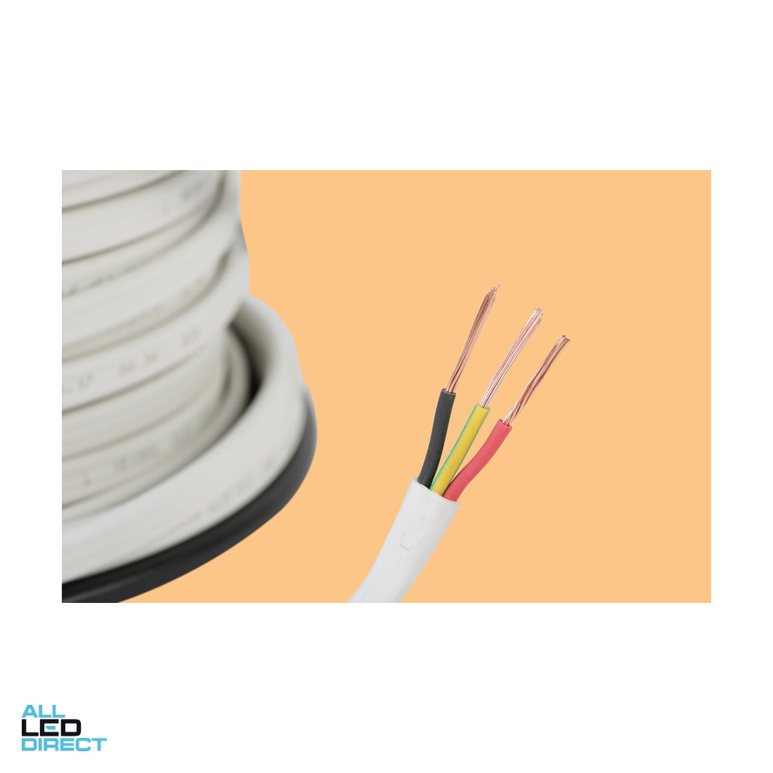 Olex Cables 1.5mm 2 Core & Earth Flat Cable 100 Metre Drum with Red Dot ALL LED Direct