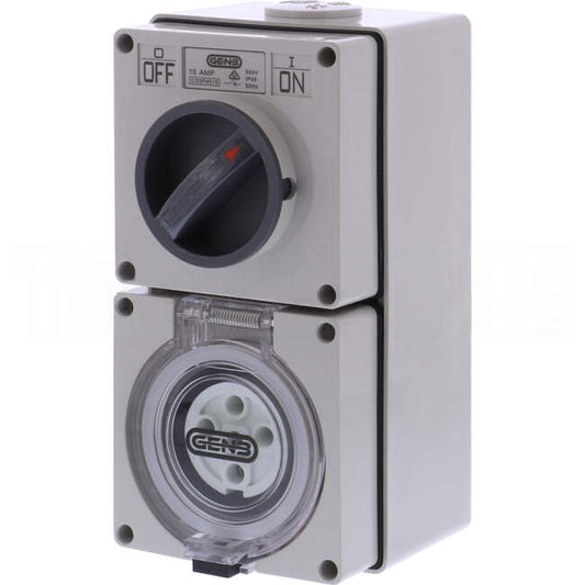 GEN3 10 Amp 3 Phase 5 Round Pins Industrial Switched Outlet Grey