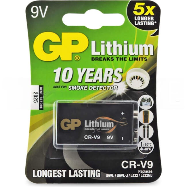 GP 9 Volt 1100mAh Lithium Battery Card Of 1