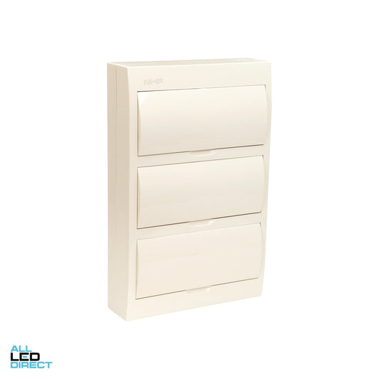 NHP 36 Pole Plastic Surface Mounted Switchboard Plain Door ALL LED Direct