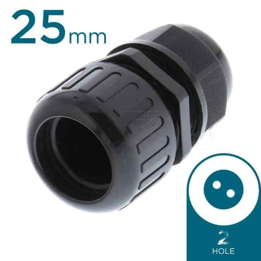 Cobalt Solar Energy 25mm Solar Nylon Gland With 2 Hole x 5.5mm End Of Conduit Each - Default Title (CSEECG25H25.5)