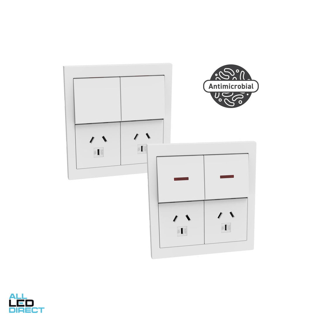 Esco 10 Amp COMFORT SERIES Double Full Plate Internal Powerpoint White ALL LED Direct