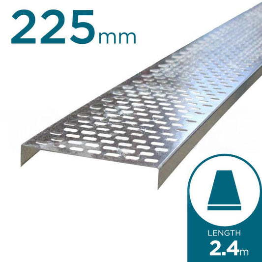 Ezystrut 225mm x 2.4 Metre Cable Tray Galvabond