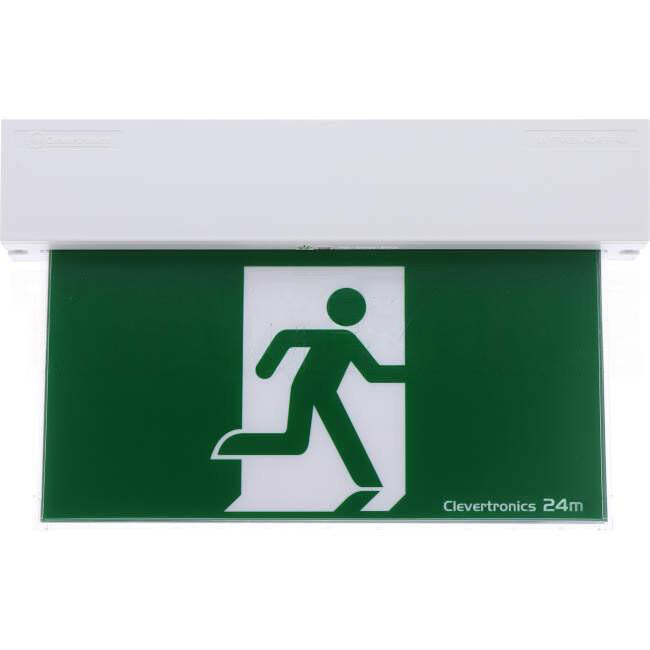 Clevertronics 1.4 Watt LED ULTRABLADE PRO Maintained Double Sided Surface Mounted Running Man Exit Sign