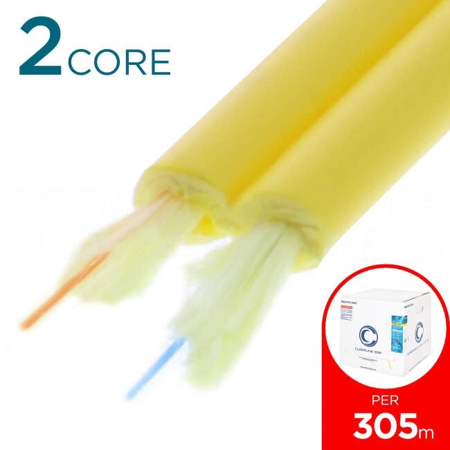 Cleerline SSF OS2 Indoor/Outdoor Fibre Duplex Cable Yellow 305m Dispenser Box