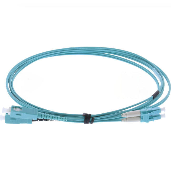 AFL Fibre Optic OM4 Duplex Patch Lead Suitable For LC & SC Connector Aqua 1 Metre