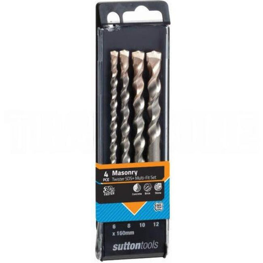 Sutton Tools 4 Piece MASONRY SDS Plus 2CUT Drill Bit Set