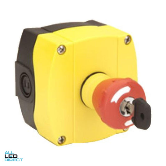 NHP Emergency Stop Keyed Push Button & Enclosure With 1 x N/C Contact Plastic Red ALL LED Direct