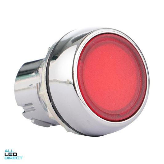 NHP 22.5mm Flush Push Button Without Base Metal Illuminated Red ALL LED Direct