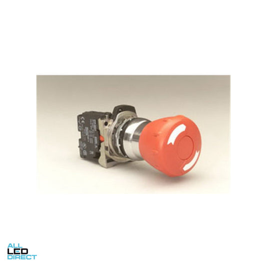 NHP 22.5mm With 40mm Head Emergency Stop Push Button With 1 x N/C Contact Metal Red ALL LED Direct