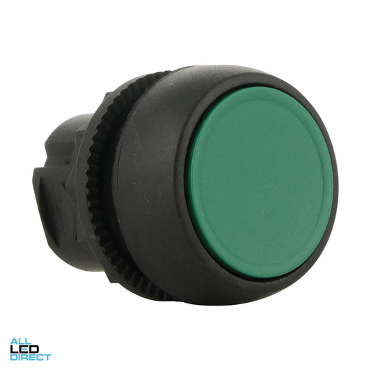 NHP 22.5mm Flush Push Button Without Base Plastic Green ALL LED Direct