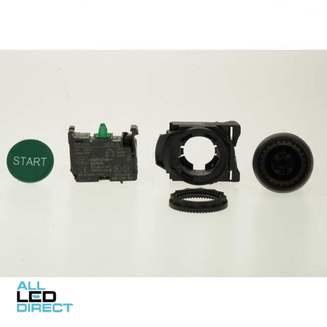 NHP 22.5mm Push Button With 1 x  N/O Contact Plastic Green Engraved With START