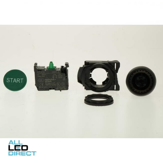 NHP 22.5mm Push Button With 1 x  N/O Contact Plastic Green Engraved With START