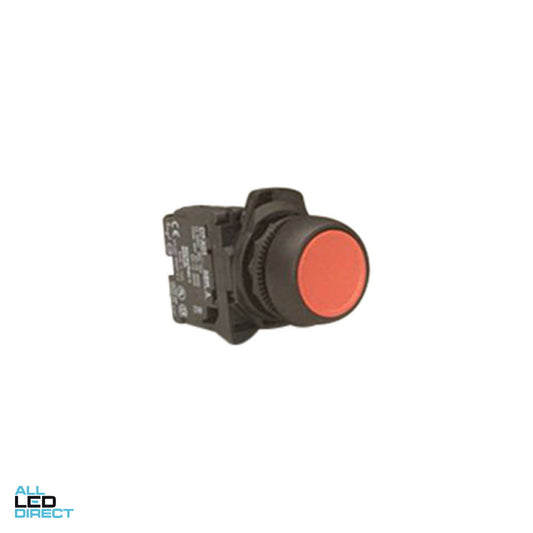 NHP 22.5mm Push Button With 1 x N/C Contact Plastic Red ALL LED Direct