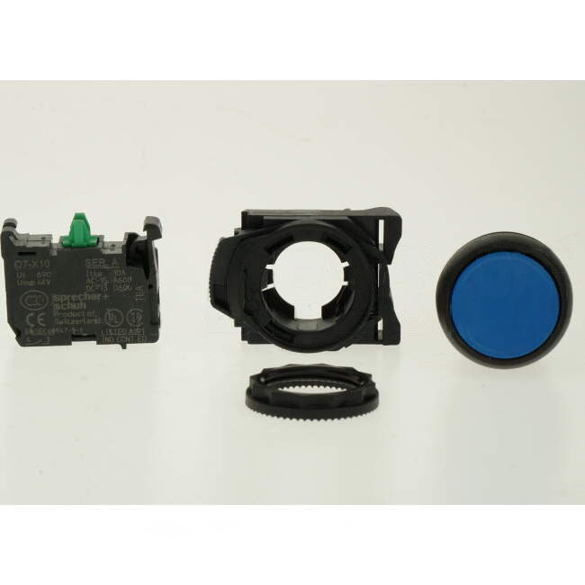 NHP 22.5mm Push Button With 1 x N/O Contact Plastic Blue