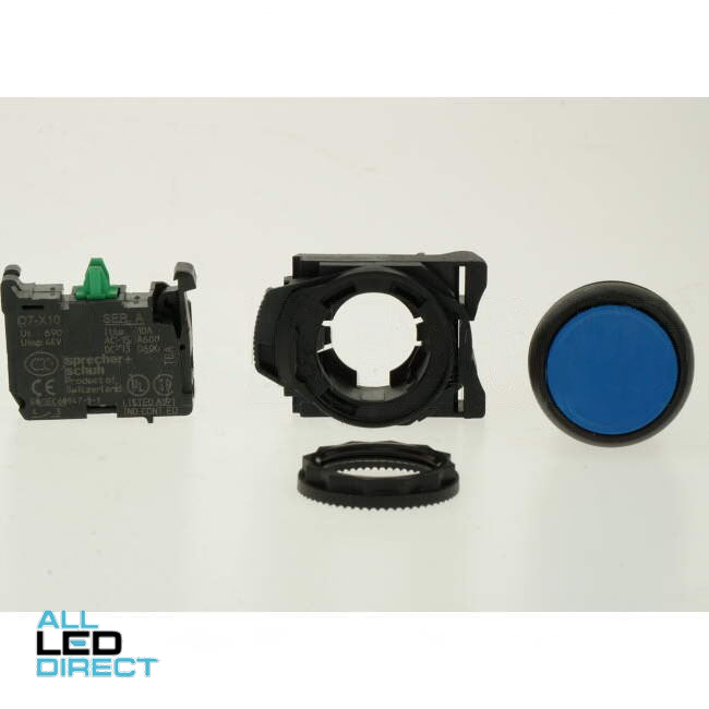 NHP 22.5mm Push Button With 1 x N/O Contact Plastic Blue
