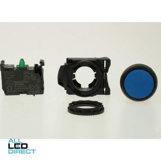 NHP 22.5mm Push Button With 1 x N/O Contact Plastic Blue