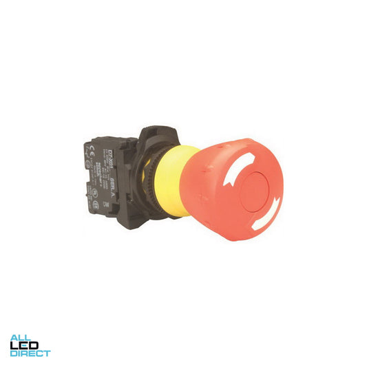 NHP 40mm Emergency Stop Push Button With 1 x N/C Contact Plastic Red ALL LED Direct