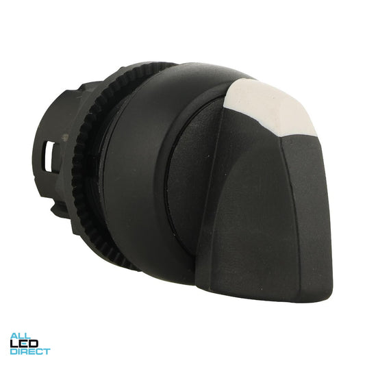 NHP 22.5mm Selector Switch Plastic 3 Position Spring Return from Left and Right Black ALL LED Direct